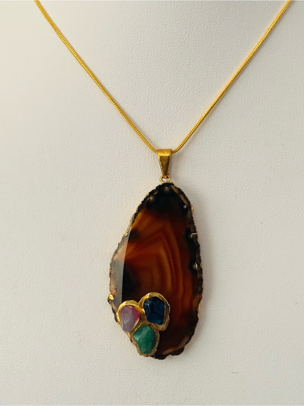 Rust Agate Pendant Necklace with - Picture 3 of 7